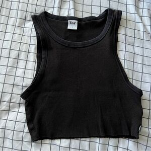 Tna Black Ribbed Crop Top